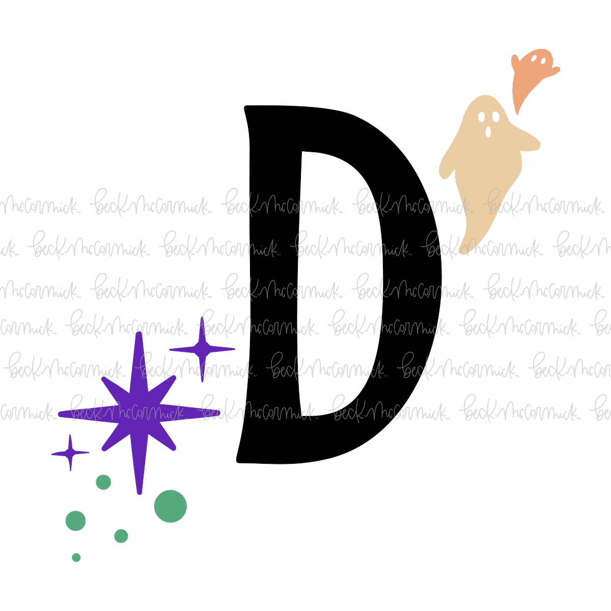 Magic Stars And Ghosts Halloween Letter D Monogram - Halloween SVG File