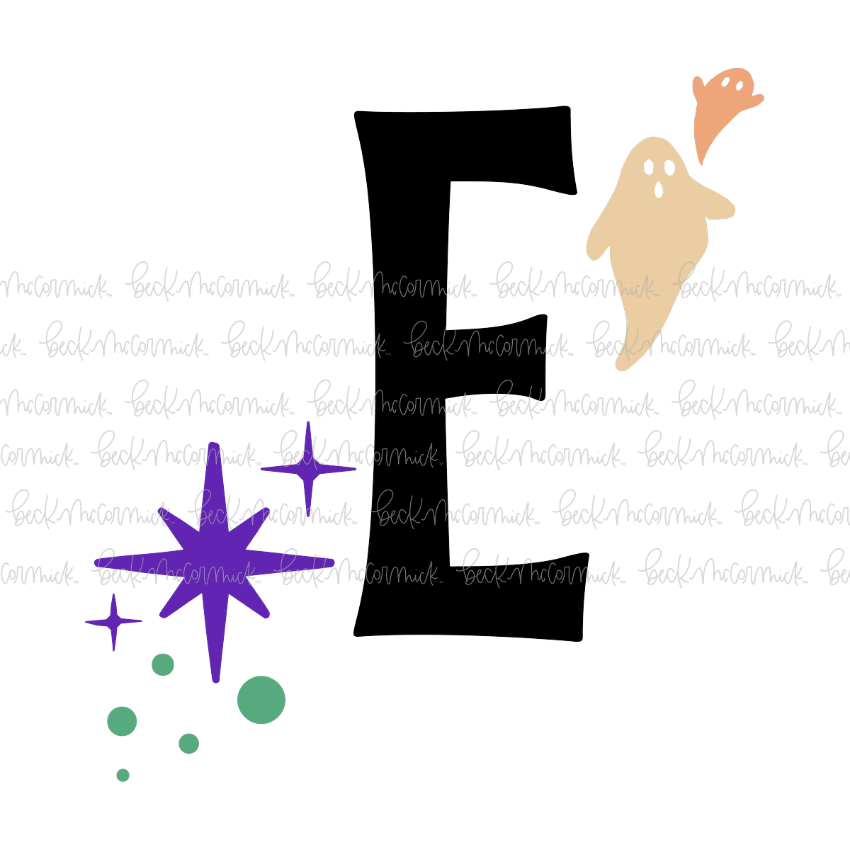 Magic Stars And Ghosts Halloween Letter E Monogram - Halloween SVG File