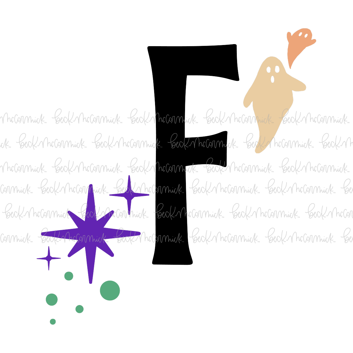 Magic Stars And Ghosts Halloween Letter F Monogram - Halloween SVG File
