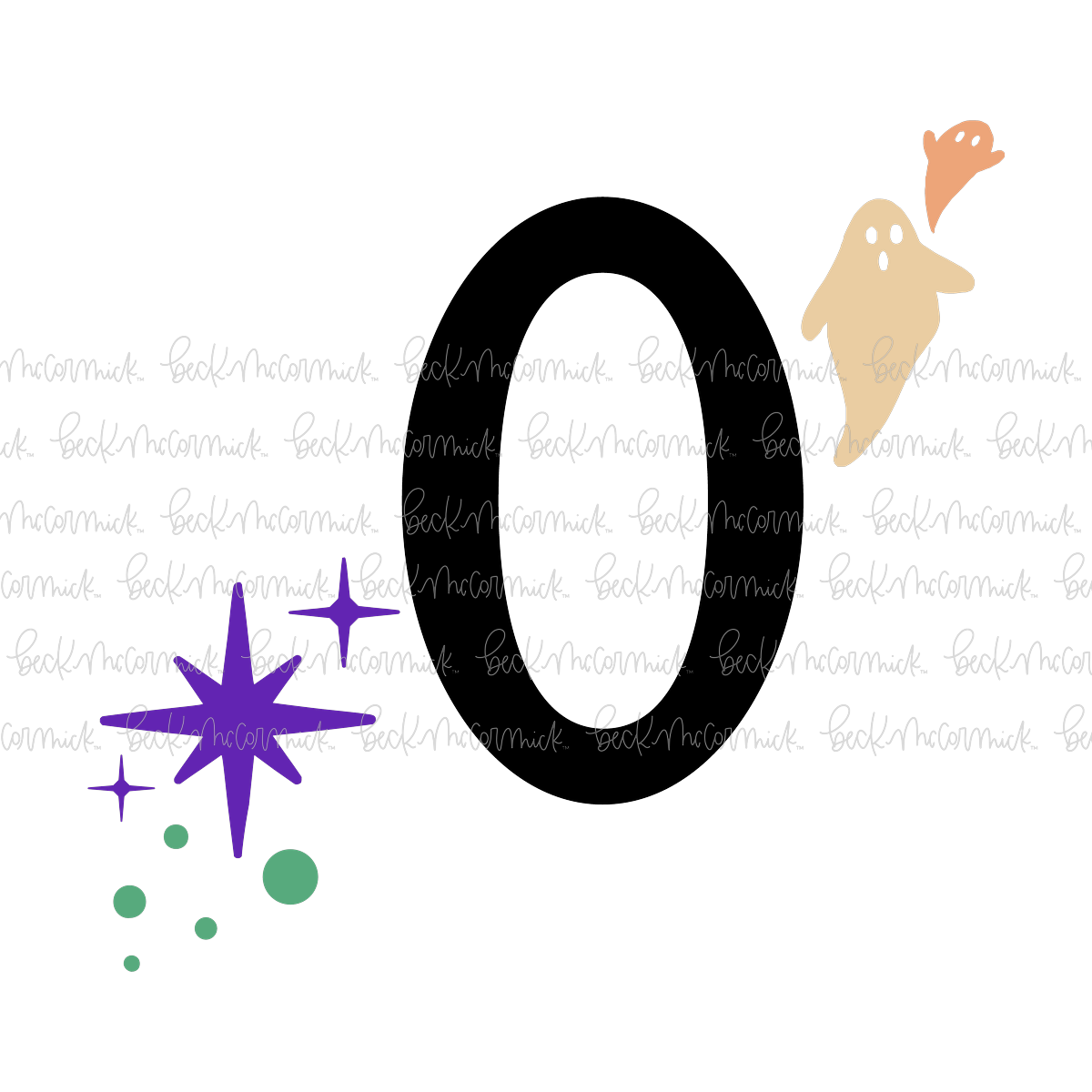 Magic Stars And Ghosts Halloween Letter O Monogram - Halloween SVG File