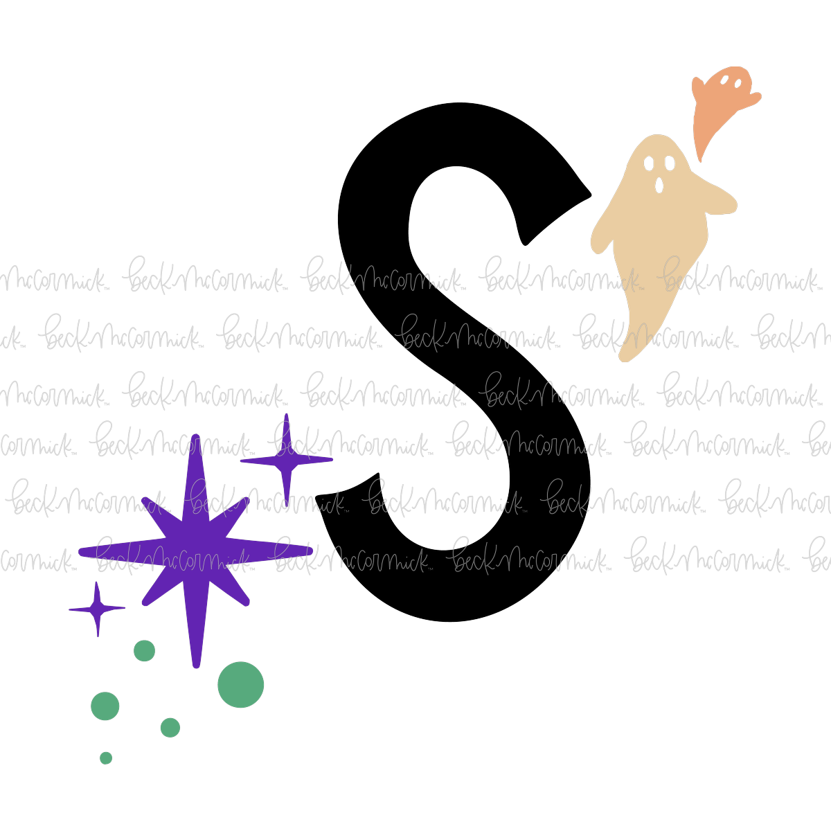 Magic Stars And Ghosts Halloween Letter S Monogram - Halloween SVG File