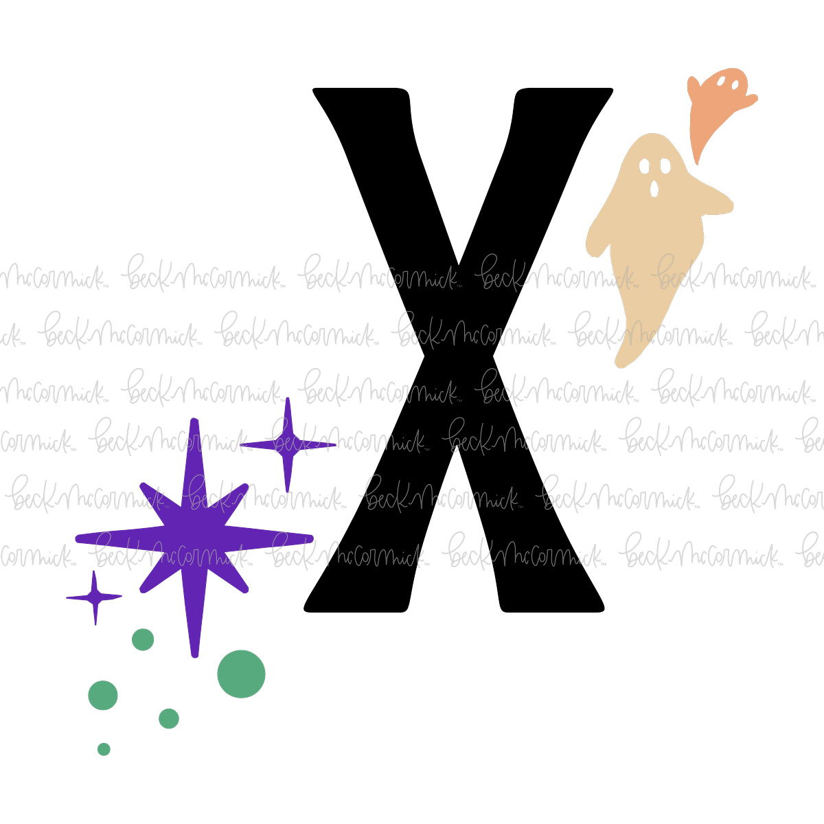 Magic Stars And Ghosts Halloween Letter X Monogram - Halloween SVG File