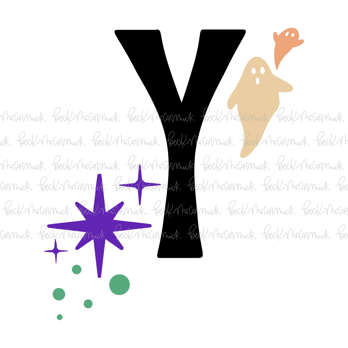 Magic Stars And Ghosts Halloween Letter Y Monogram - Halloween SVG File