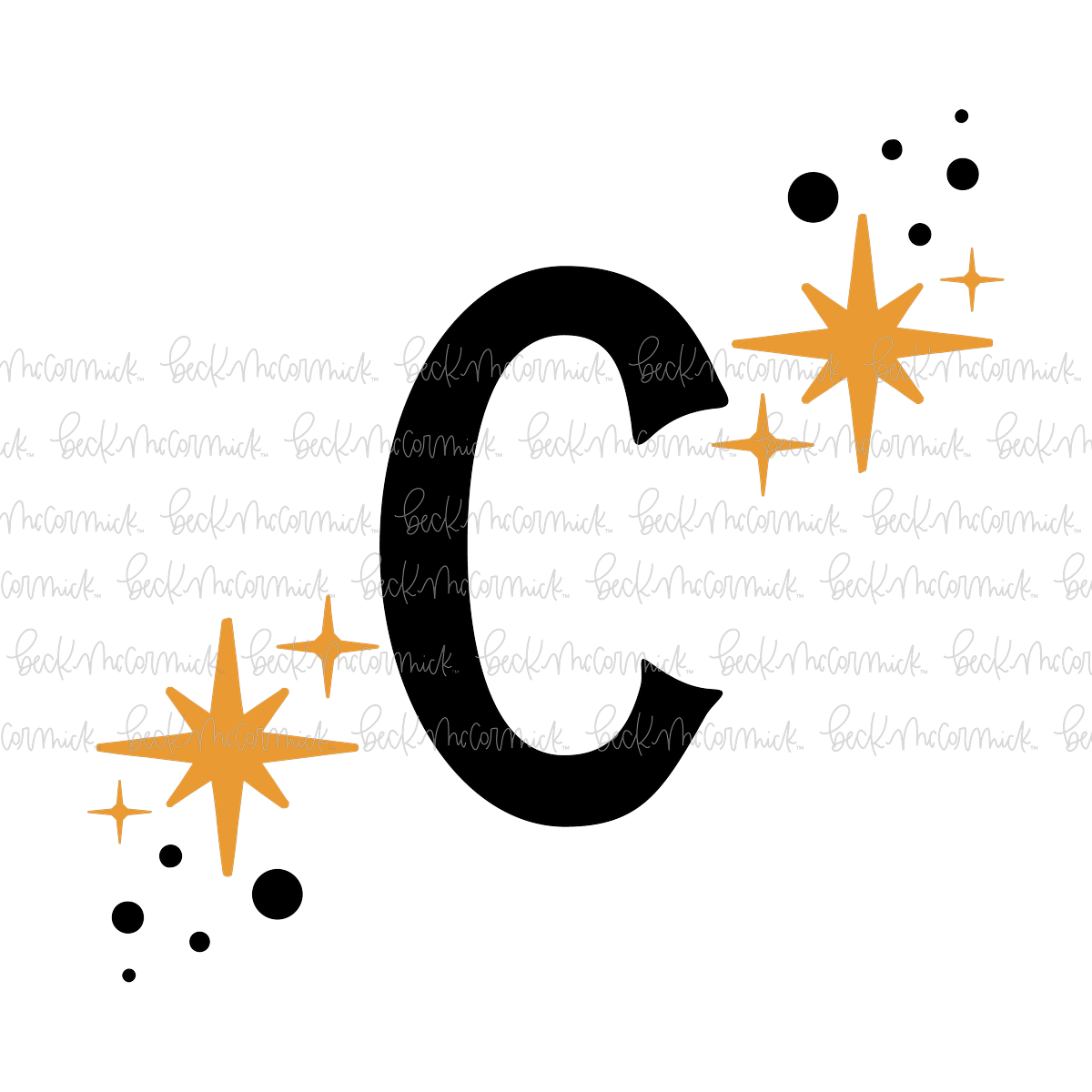 Magic Stars And Sparkle Letter C - Halloween SVG File