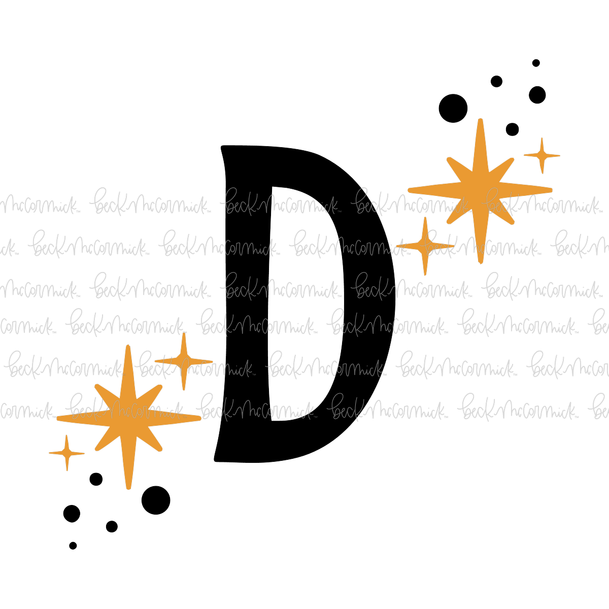 Magic Stars And Sparkle Letter D - Halloween SVG File