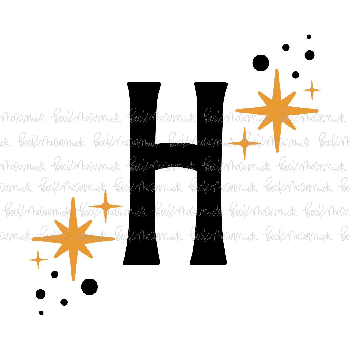 Magic Stars And Sparkle Letter H - Halloween SVG File