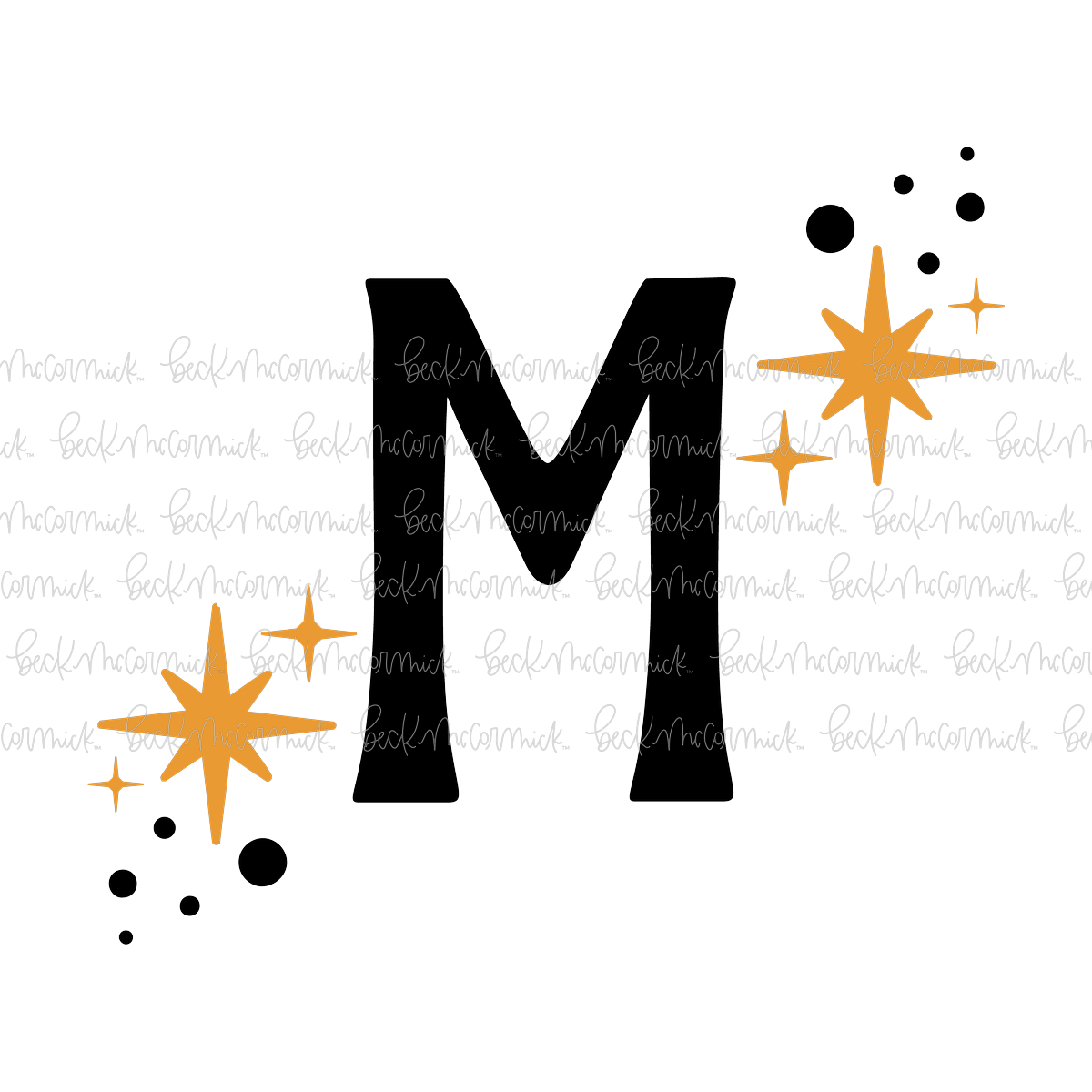 Magic Stars And Sparkle Letter M - Halloween SVG File