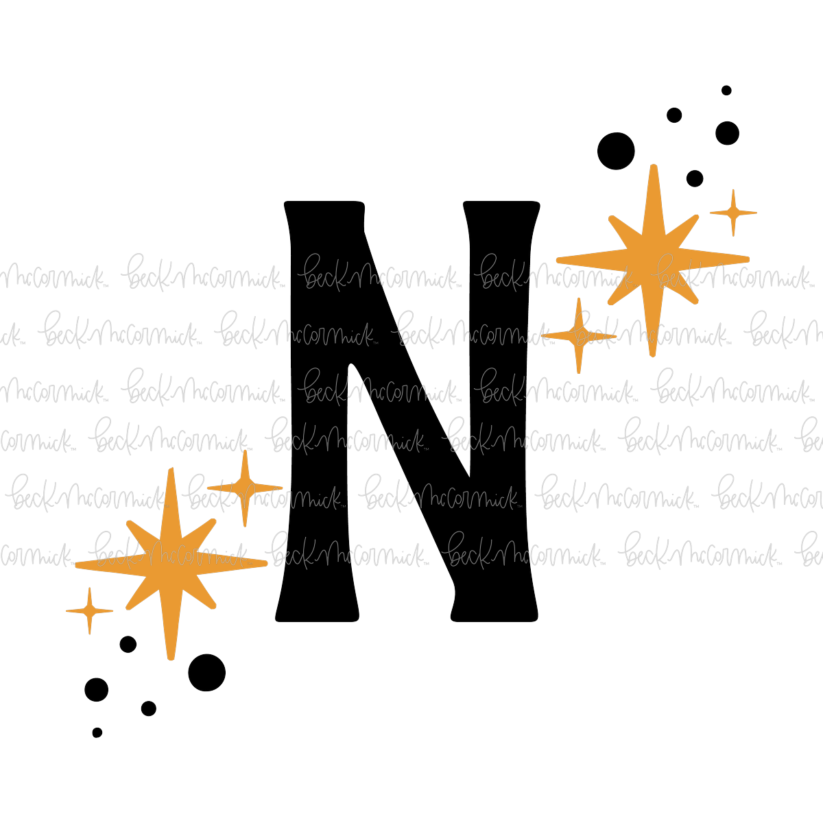Magic Stars And Sparkle Letter N - Halloween SVG File