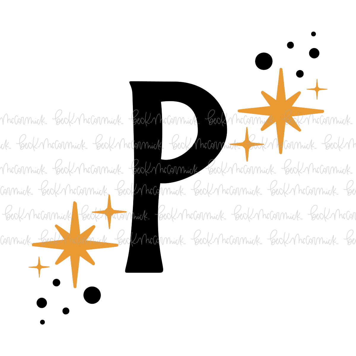 Magic Stars And Sparkle Letter P - Halloween SVG File