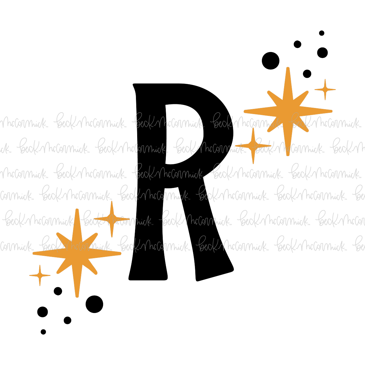 Magic Stars And Sparkle Letter R - Halloween SVG File