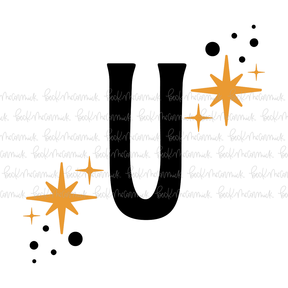 Magic Stars And Sparkle Letter U - Halloween SVG File