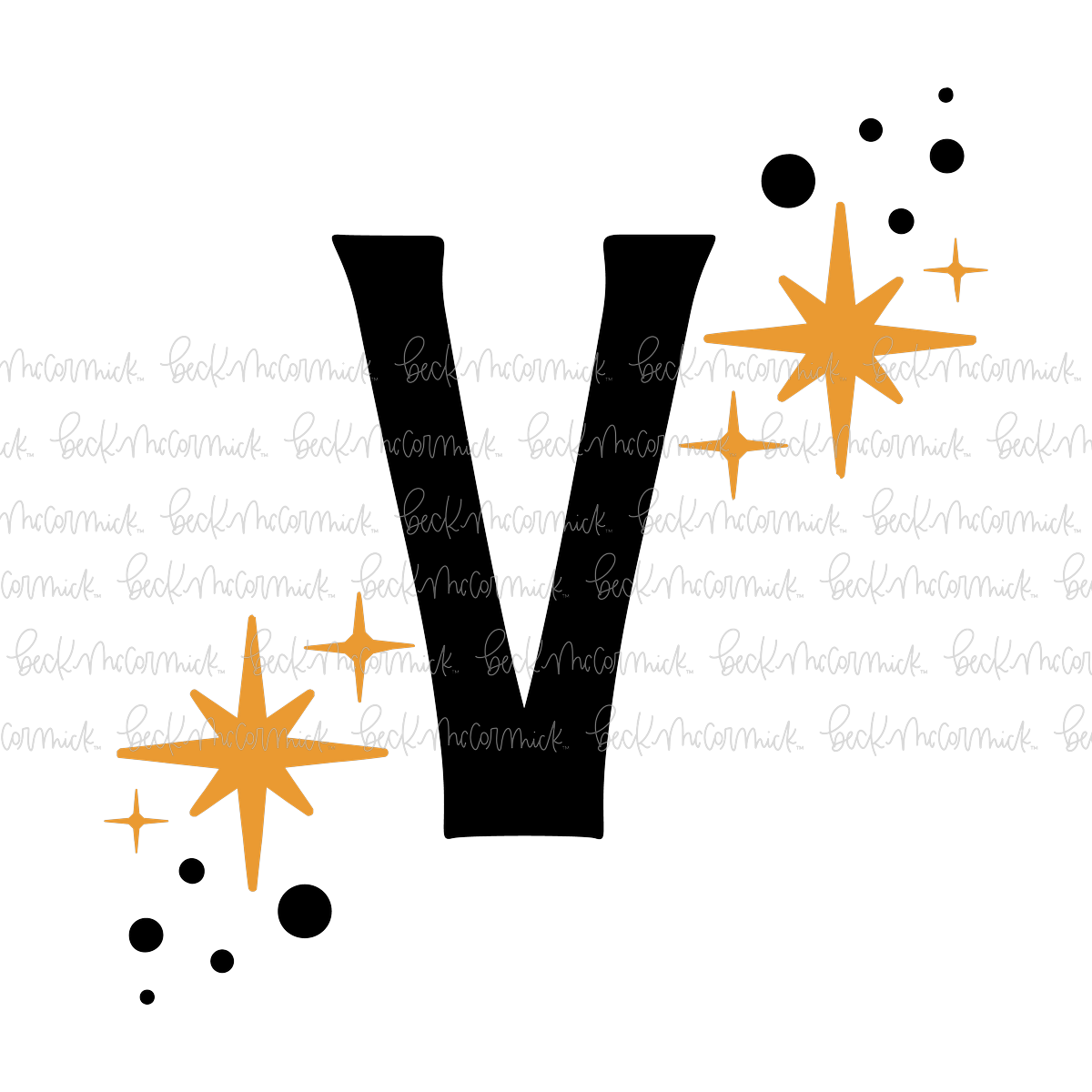 Magic Stars And Sparkle Letter V - Halloween SVG File