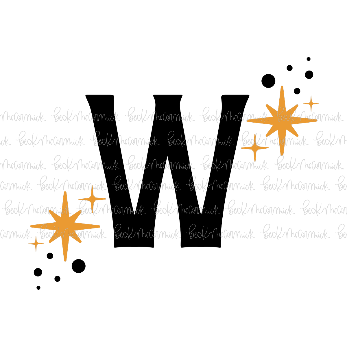 Magic Stars And Sparkle Letter W - Halloween SVG File