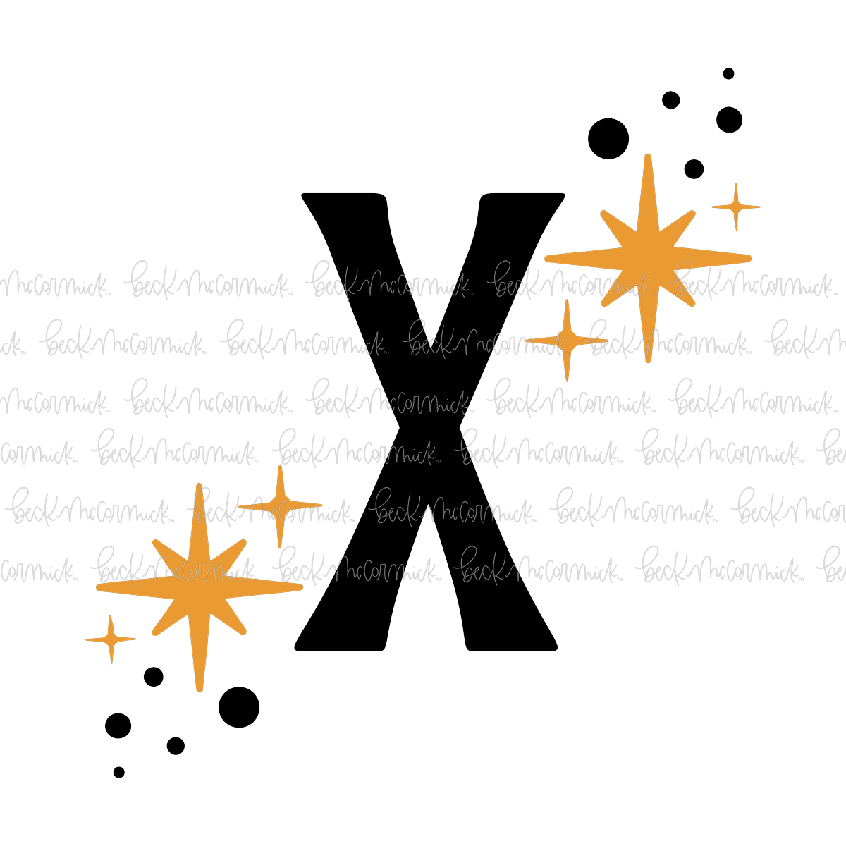 Magic Stars And Sparkle Letter X - Halloween SVG File