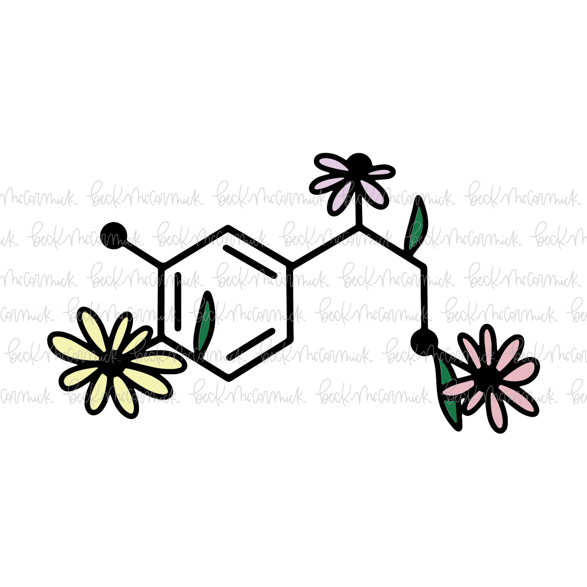 Adrenaline Molecular Structure With Flowers - Science SVG