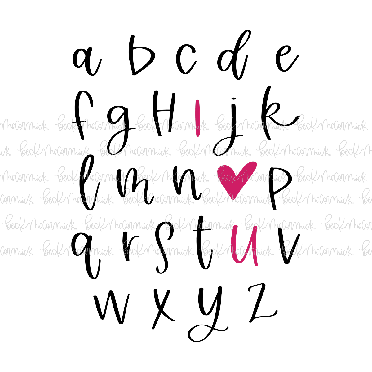 Alphabet I Heart U - Family SVG File, Home SVG File