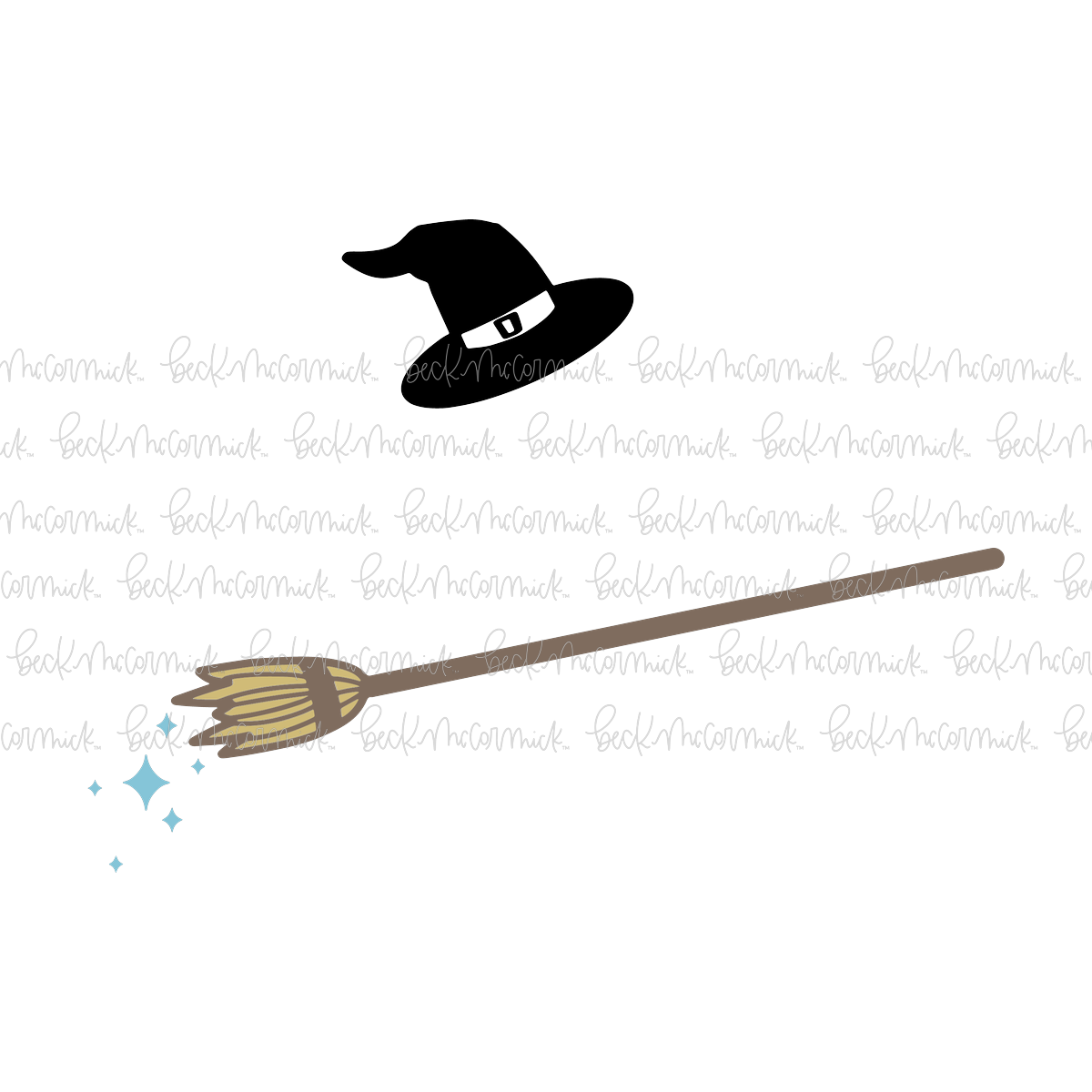 Broom And Witch Hat Flying - Halloween SVG File
