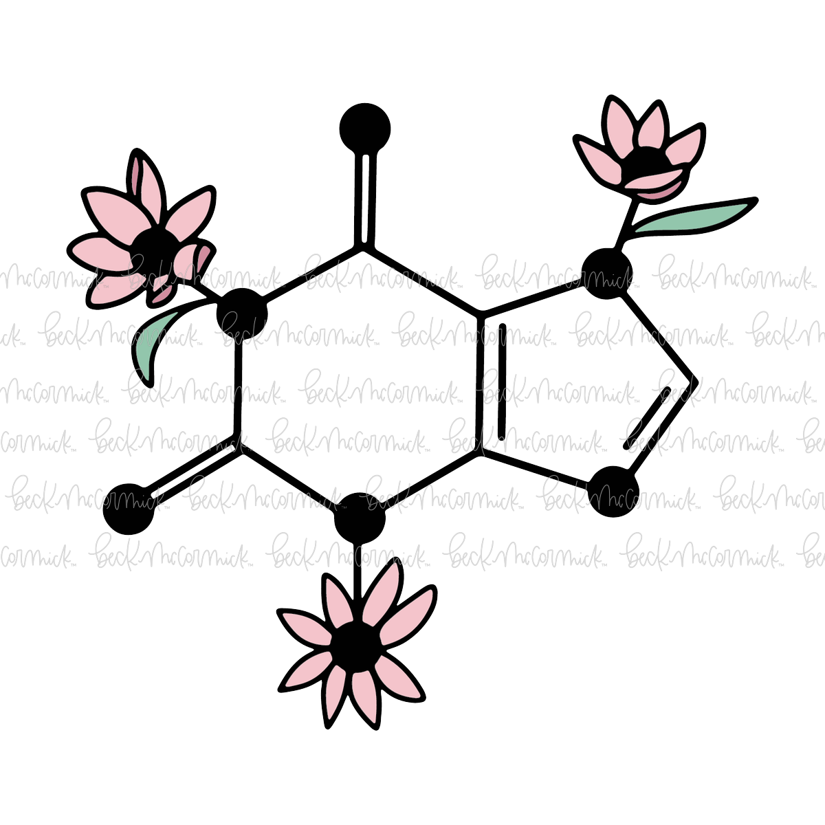 Caffeine Molecular Structure With Flowers - Coffee SVG File