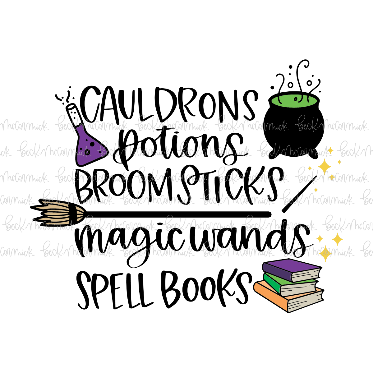 Cauldrons Potions Broomsticks Magic Wands Spell Books - Halloween SVG File