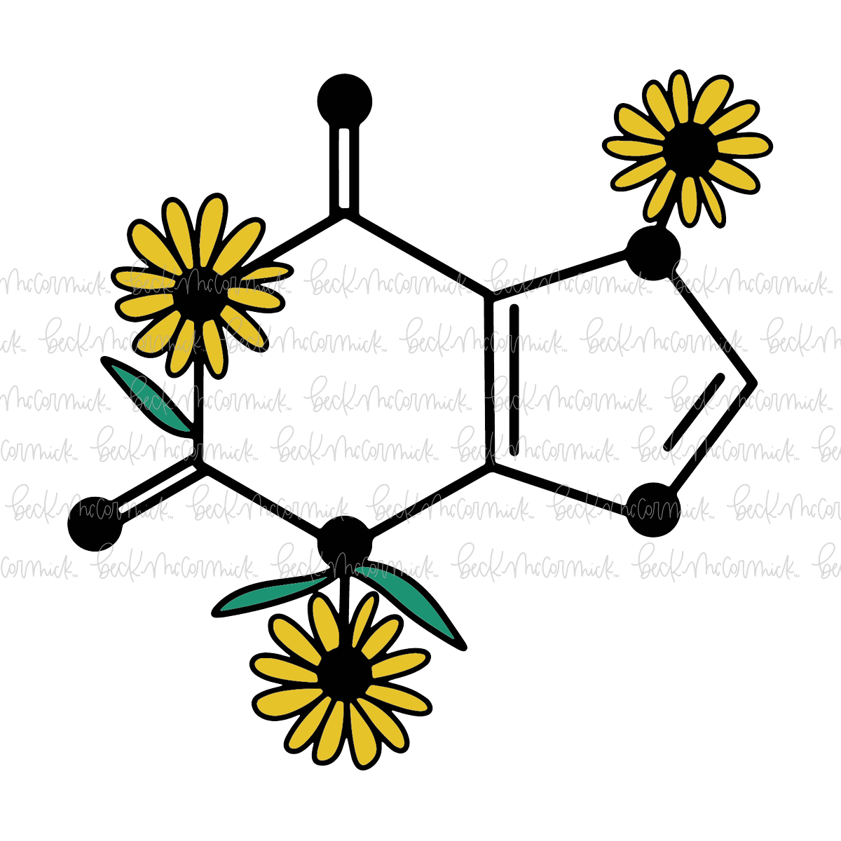 Chocolate Molecular Structure With Flowers - Science SVG