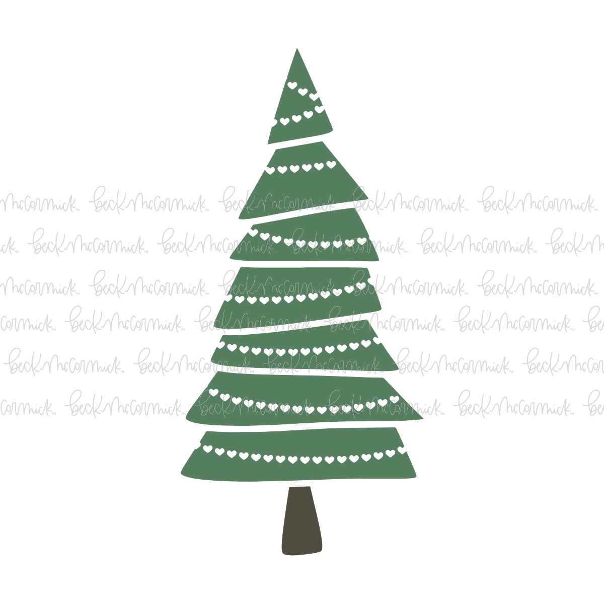 Christmas Tree With Heart Garland - Christmas SVG File