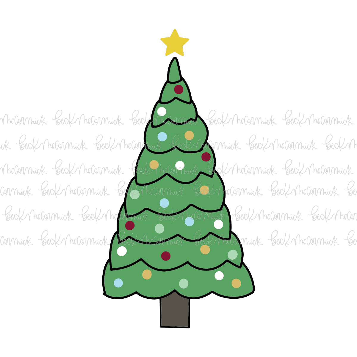 Christmas Tree With Ornaments And A Star - Christmas SVG File