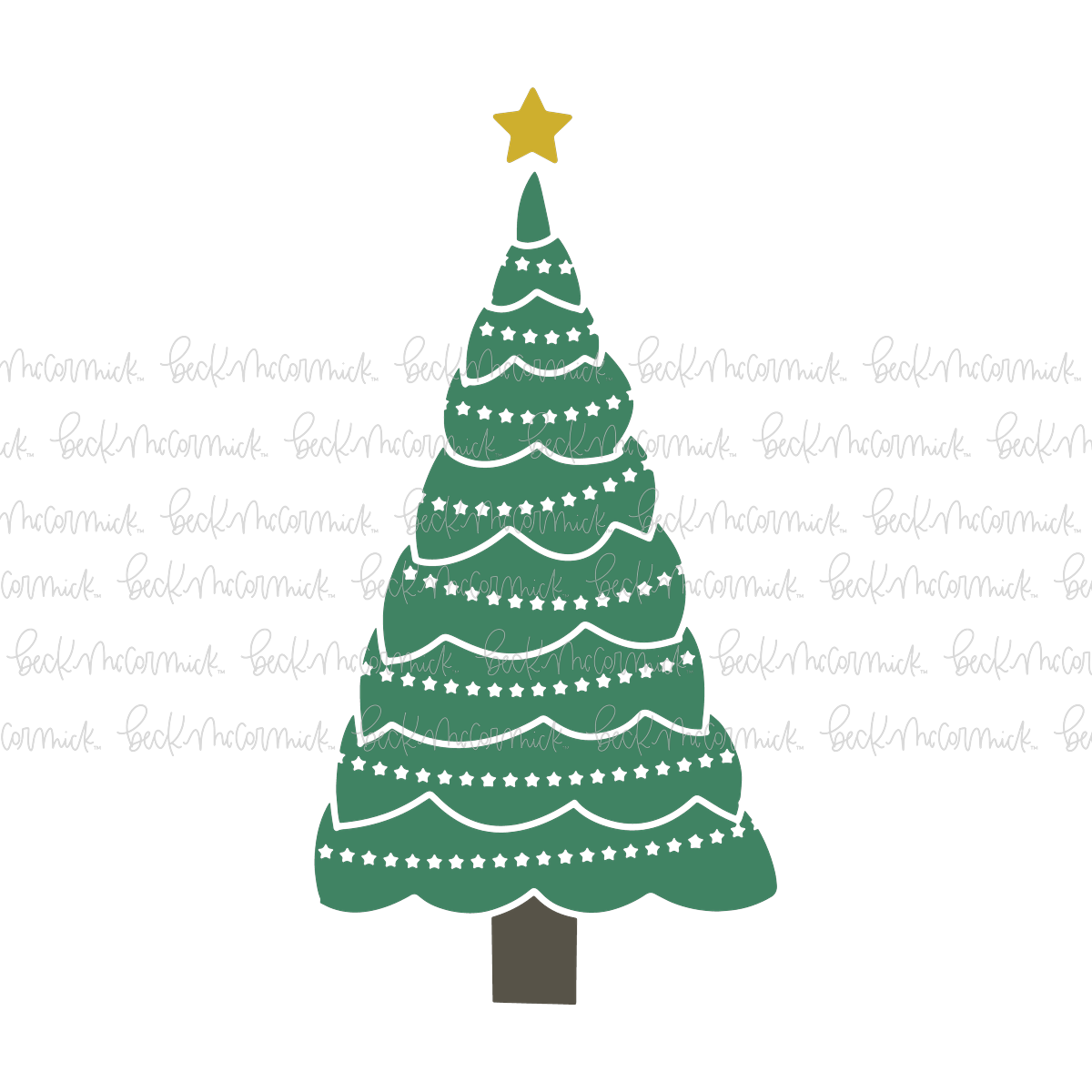 Christmas Tree With Star Garland 3 - Christmas SVG File