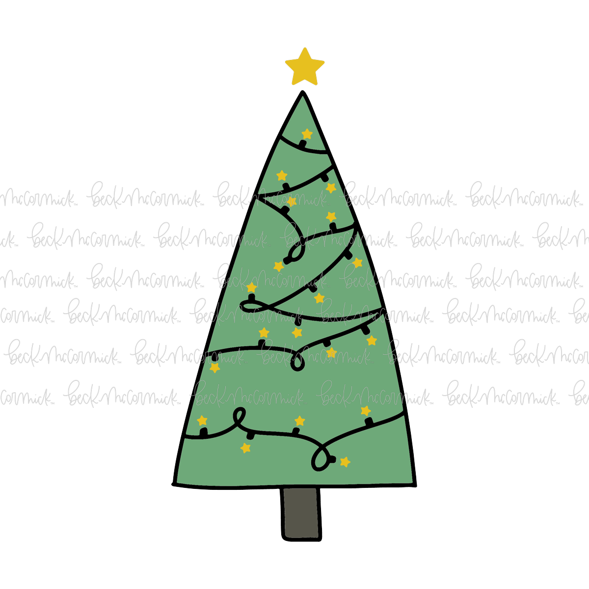 Christmas Tree With Star Garland - Christmas SVG File
