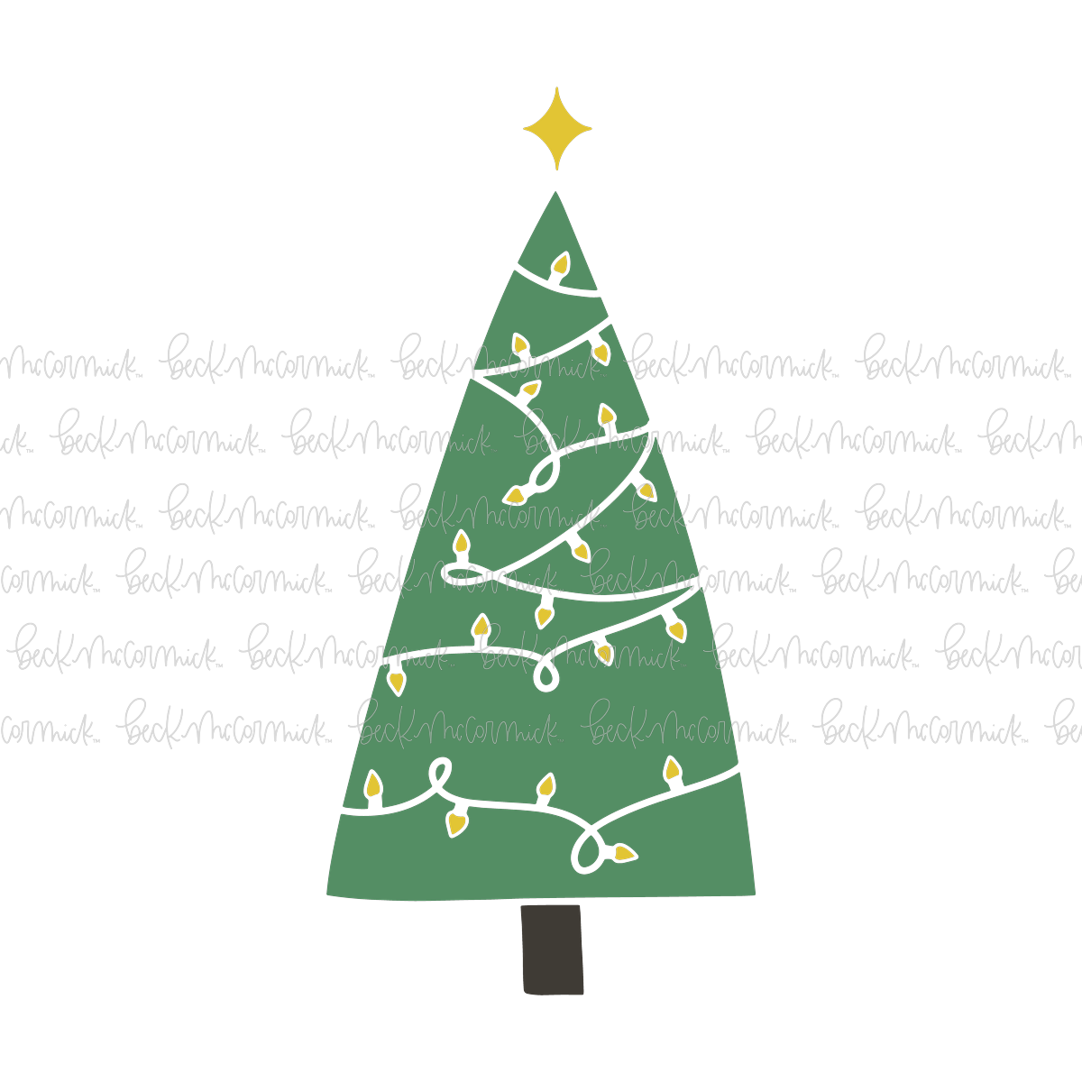 Christmas Tree With Yellow Lights - Christmas SVG File