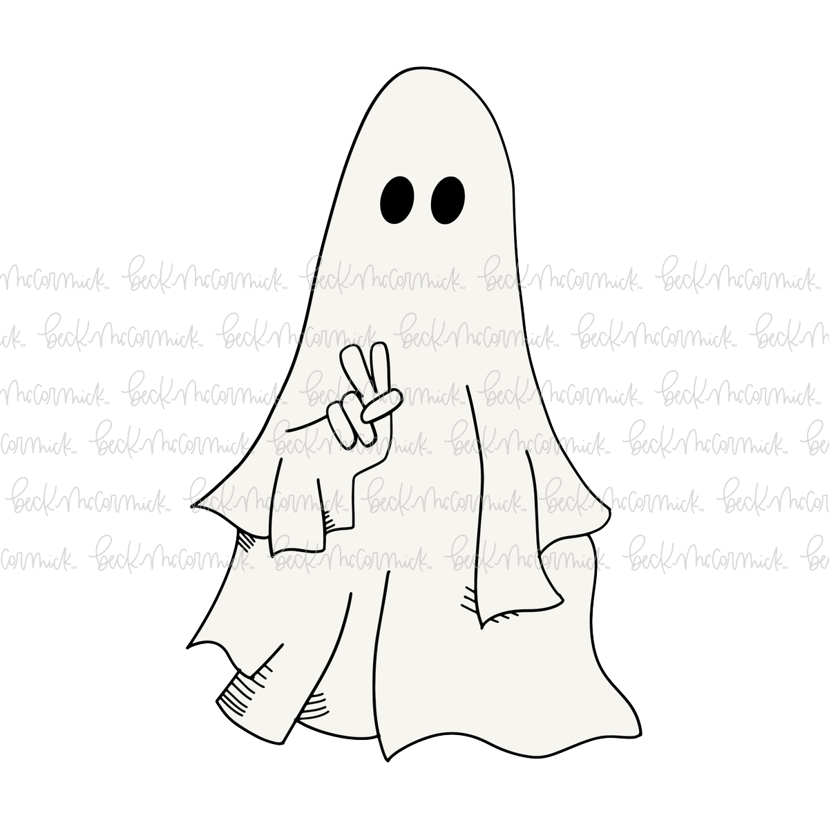 Ghost Peace Sign - Ghost SVG File, Halloween SVG File