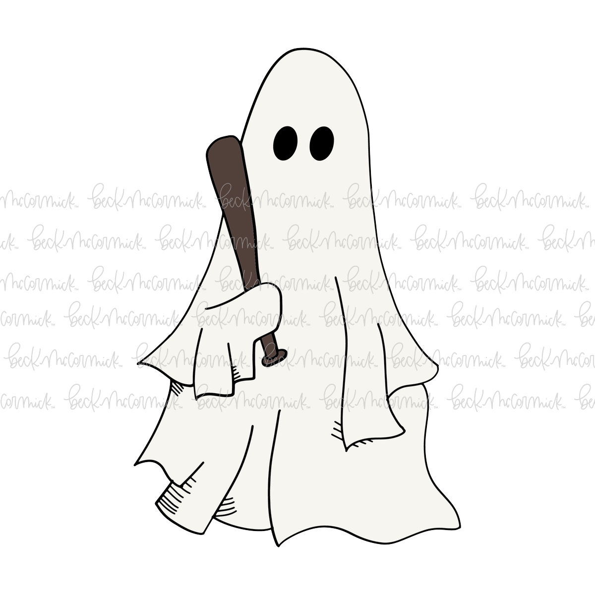 Ghost With Baseball Bat 2 - Ghost SVG File, Halloween SVG File