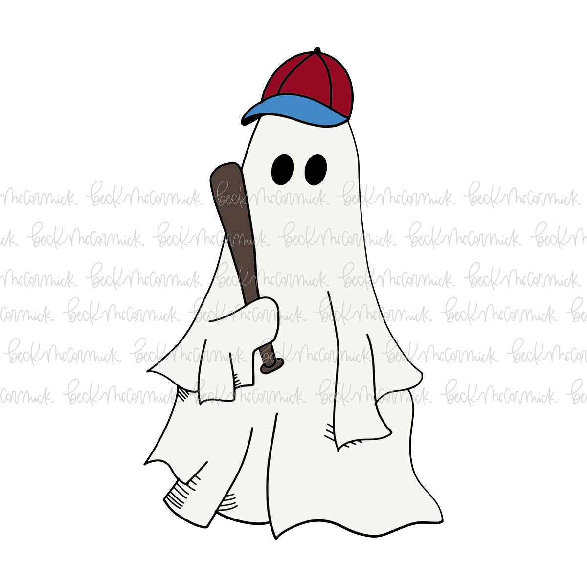 Ghost With Baseball Bat - Ghost SVG File, Halloween SVG File