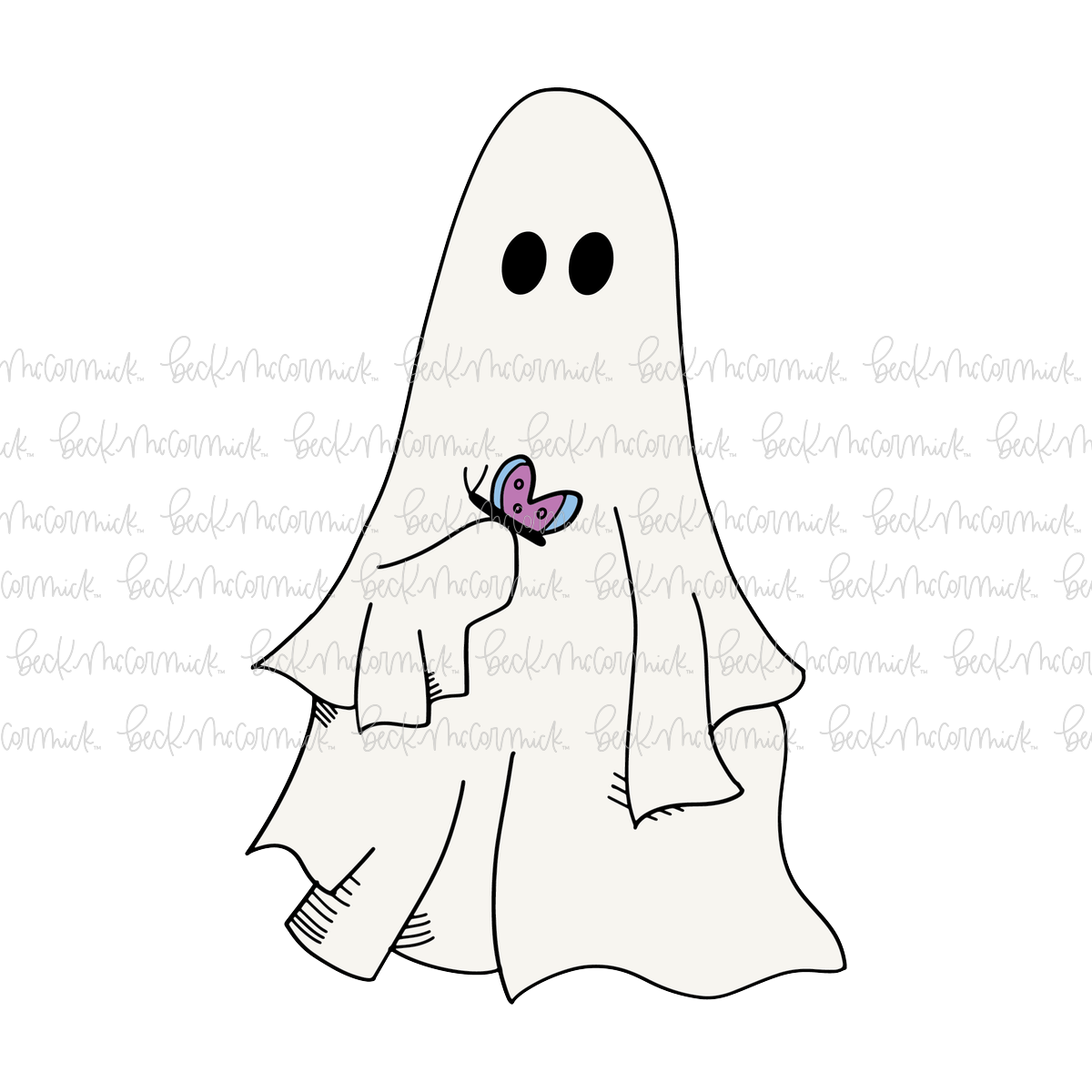 Ghost With Butterfly - Ghost SVG File, Halloween SVG File