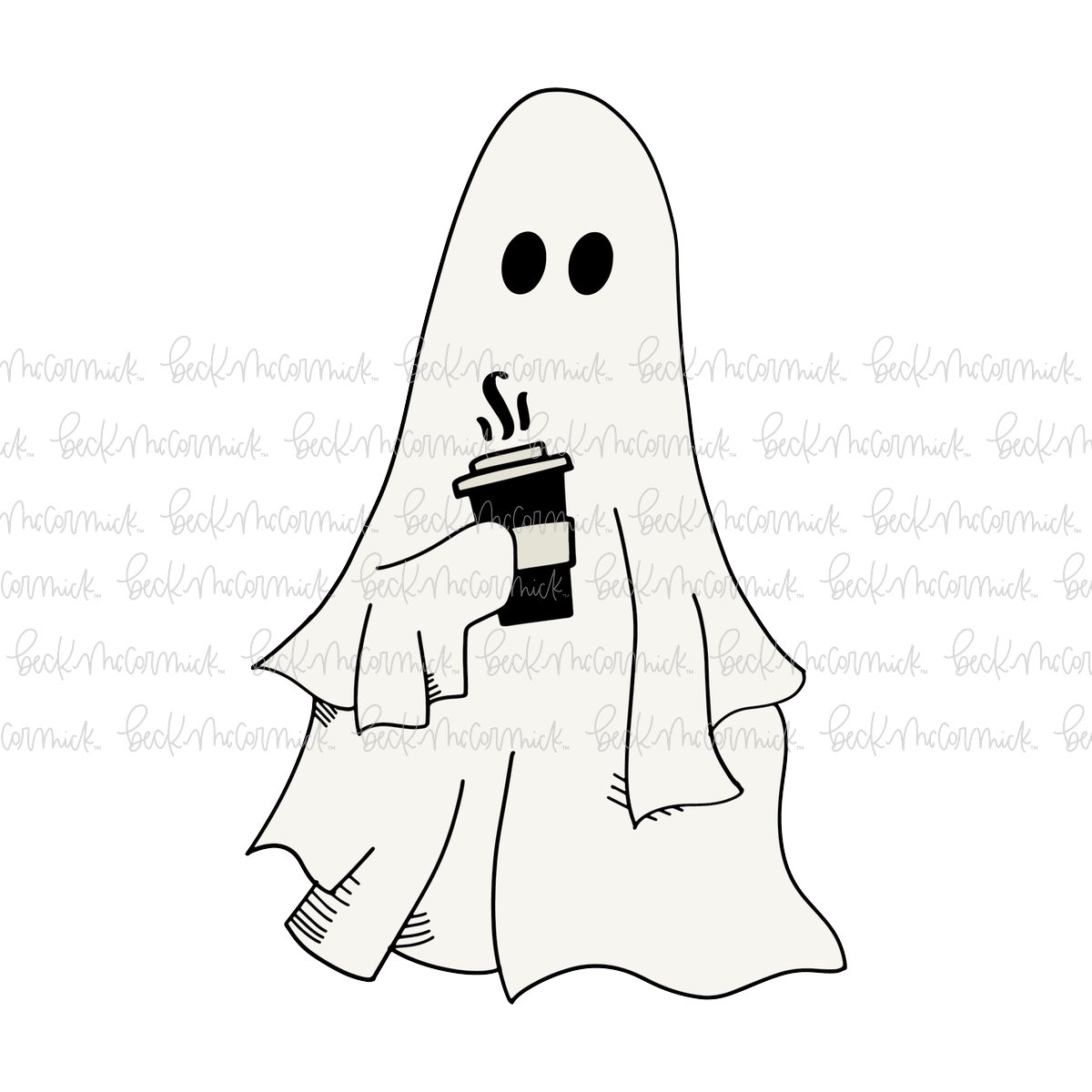 Ghost With Coffee Cup - Ghost SVG File, Halloween SVG File