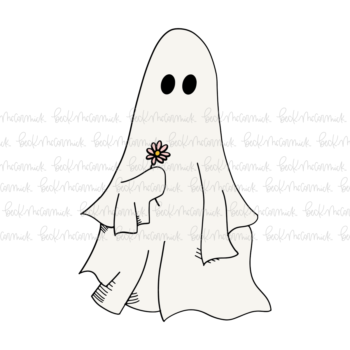 Ghost With Flower - Ghost SVG File, Halloween SVG File
