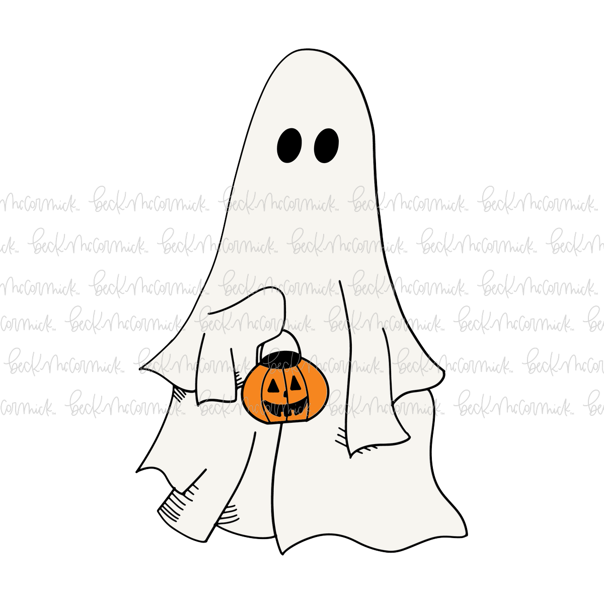 Ghost With Halloween Bucket - Ghost SVG File, Halloween SVG File