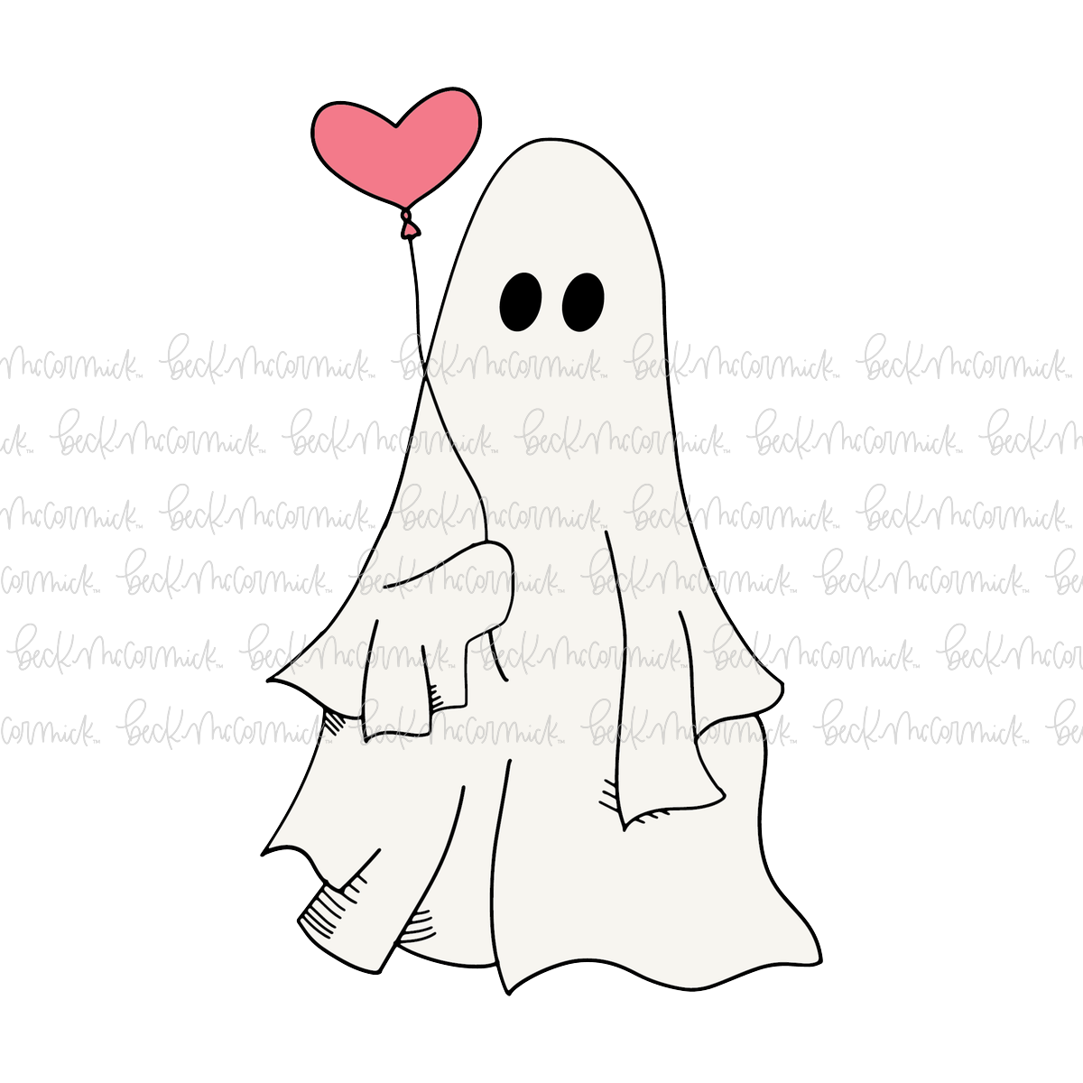 Ghost With Heart Balloon - Ghost SVG File, Halloween SVG File
