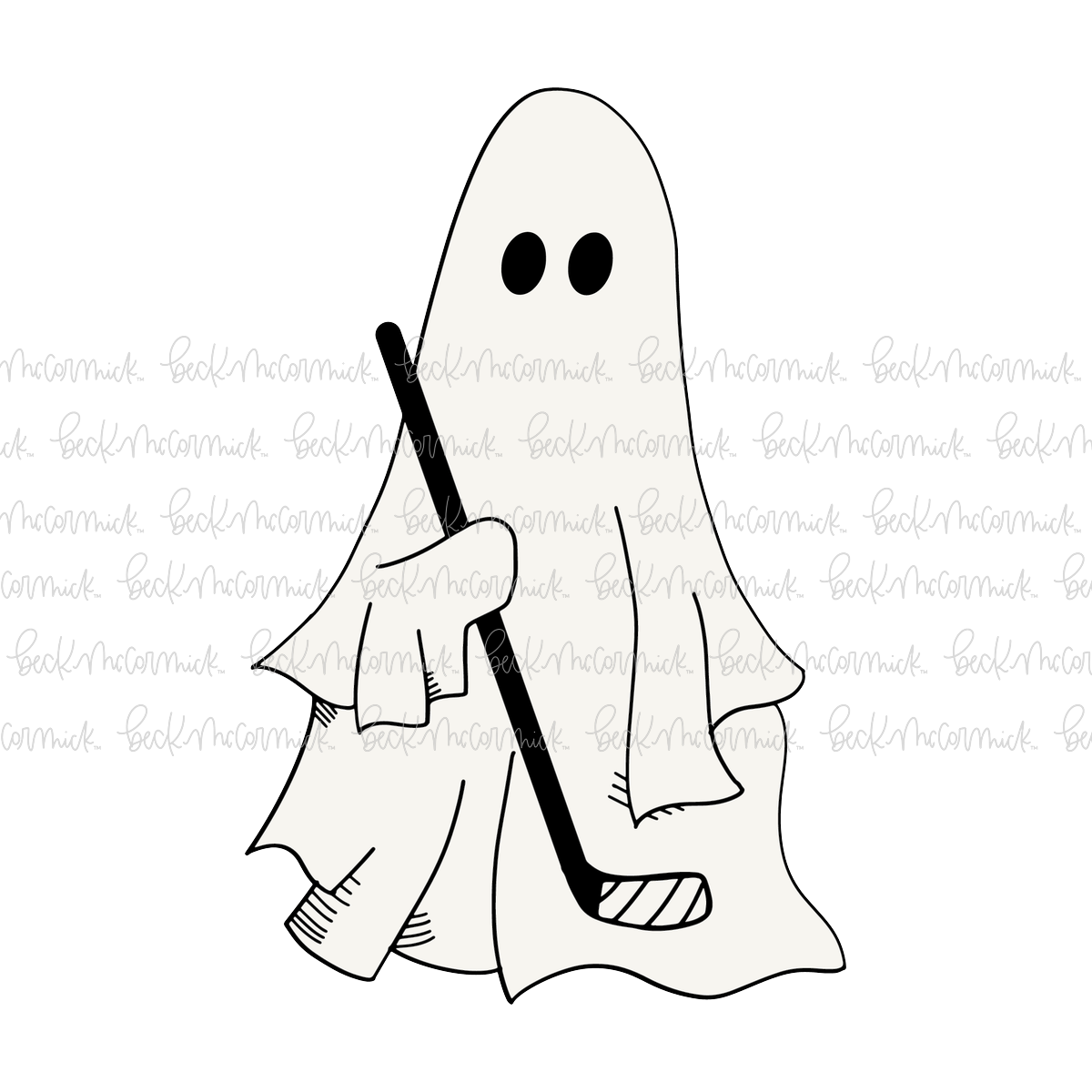 Ghost With Hockey Stick - Ghost SVG File, Halloween SVG File