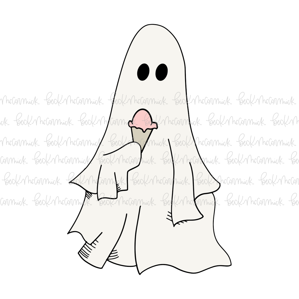Ghost With Ice Cream Cone - Ghost SVG File, Halloween SVG File