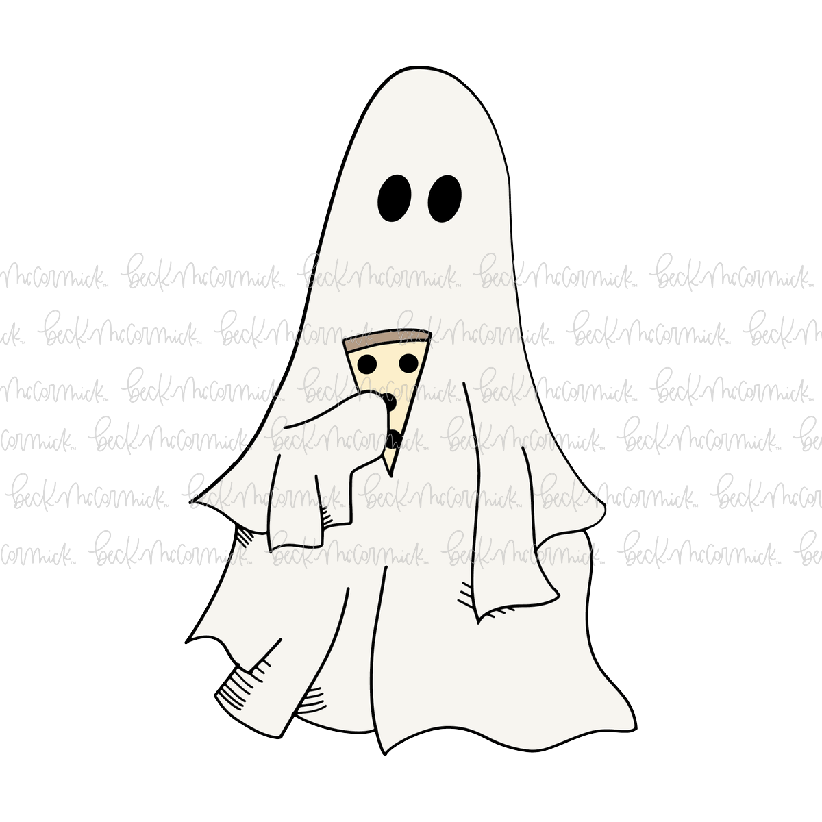 Ghost With Pizza - Ghost SVG File, Halloween SVG File