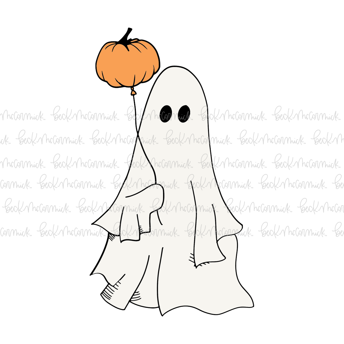 Ghost With Pumpkin Balloon - Ghost SVG File, Halloween SVG File