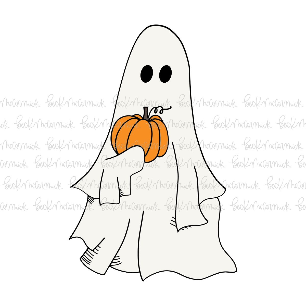 Ghost With Pumpkin - Ghost SVG File, Halloween SVG File