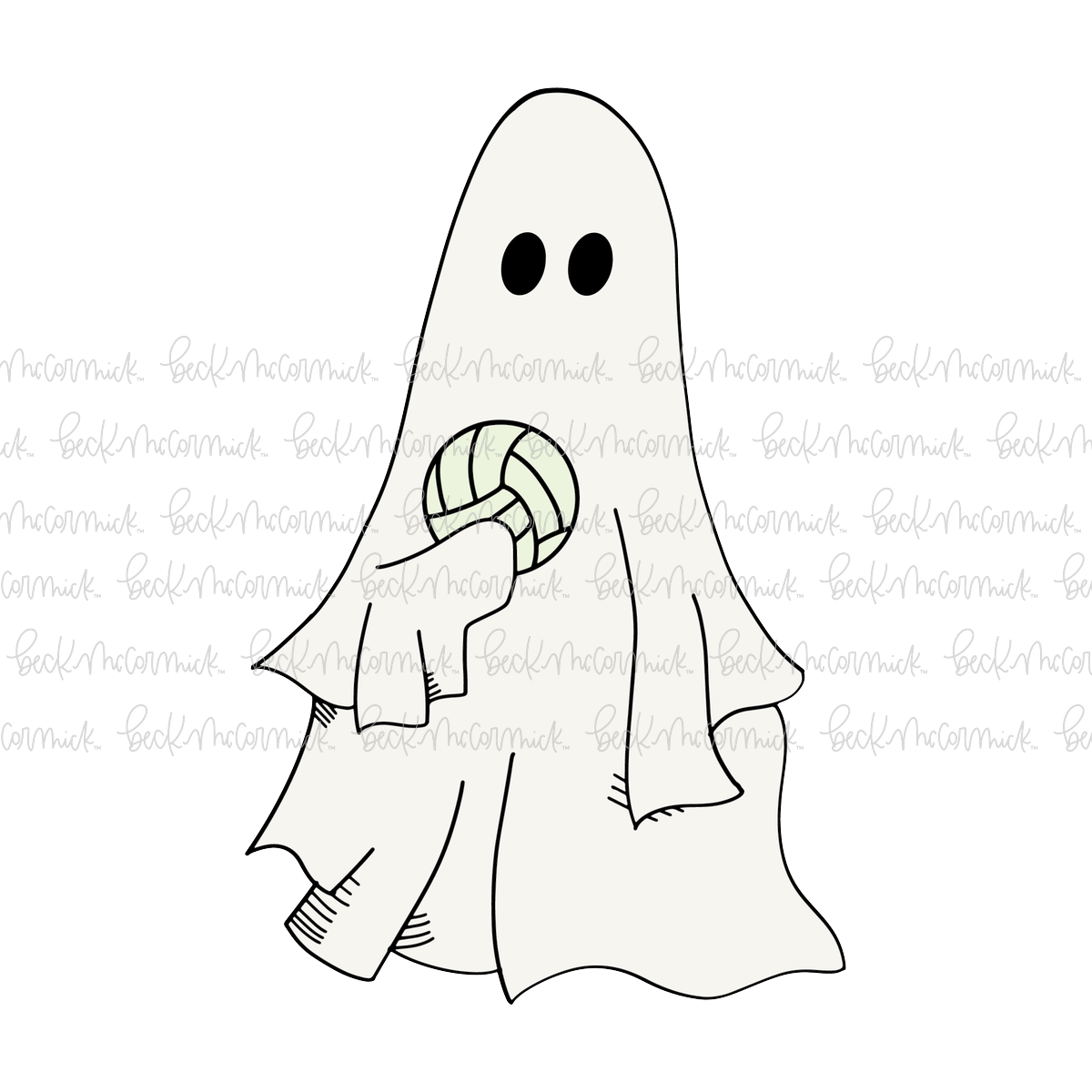 Ghost With Volleyball - Ghost SVG File, Halloween SVG File