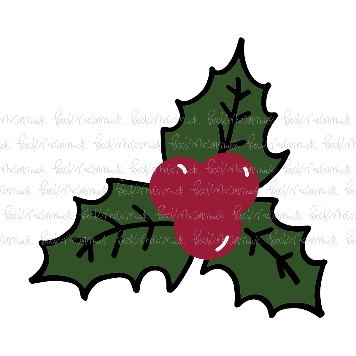 Holly With Berries - Christmas SVG File