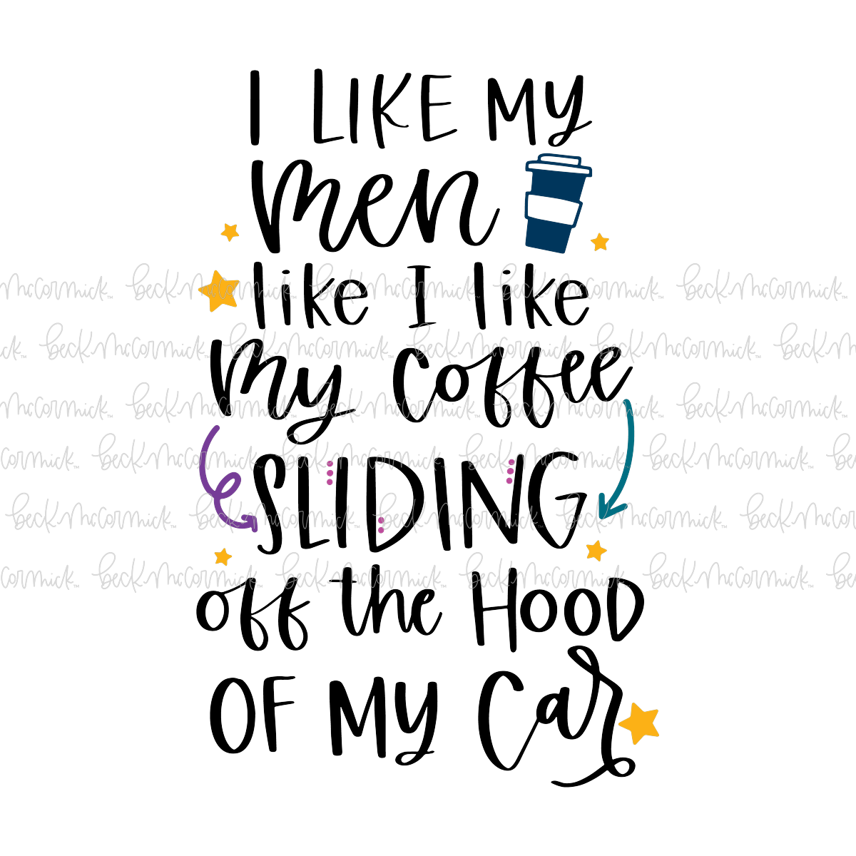 I Like My Men Like I Like My Coffee Sliding Off The Hood Of My Car - Coffee SVG File
