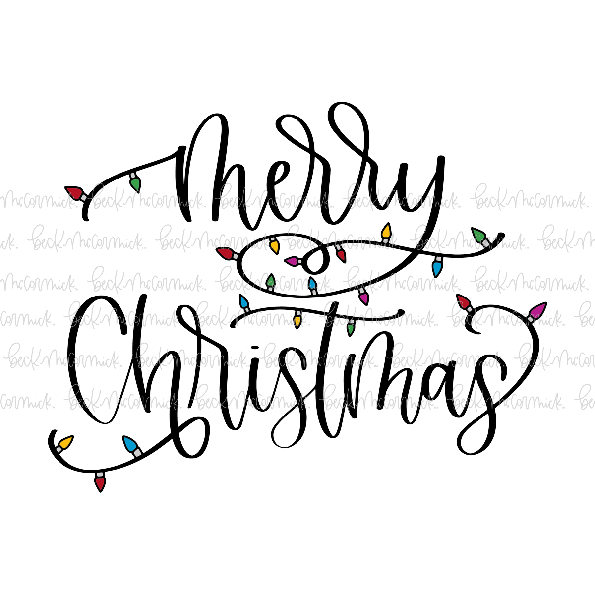 Merry Christmas With Christmas Lights - Christmas SVG File