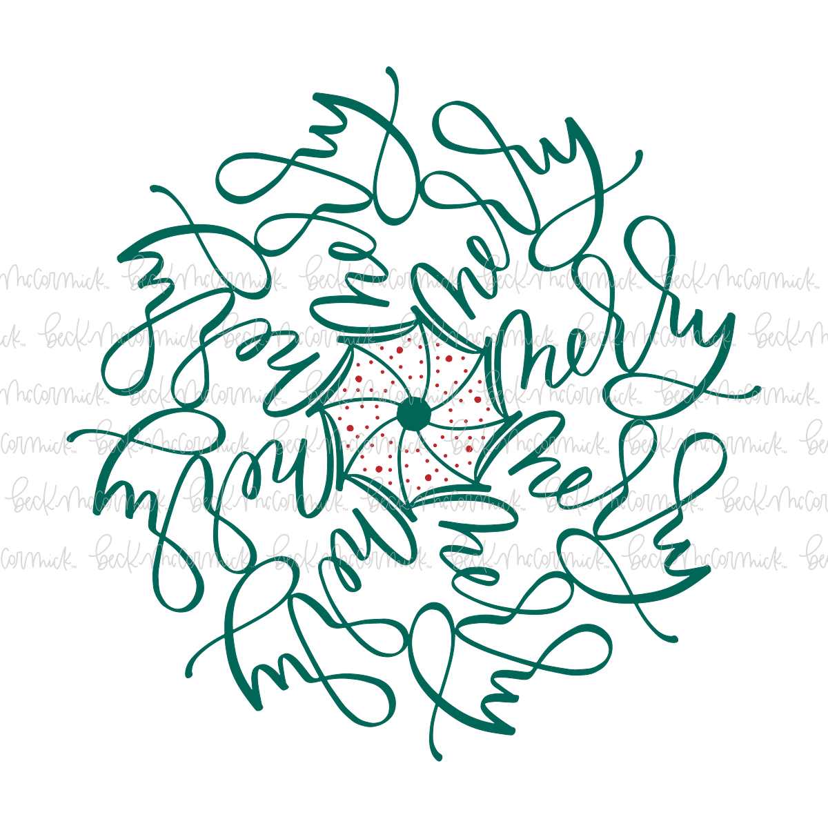 Merry Snowflake Mandala Design - Christmas SVG File