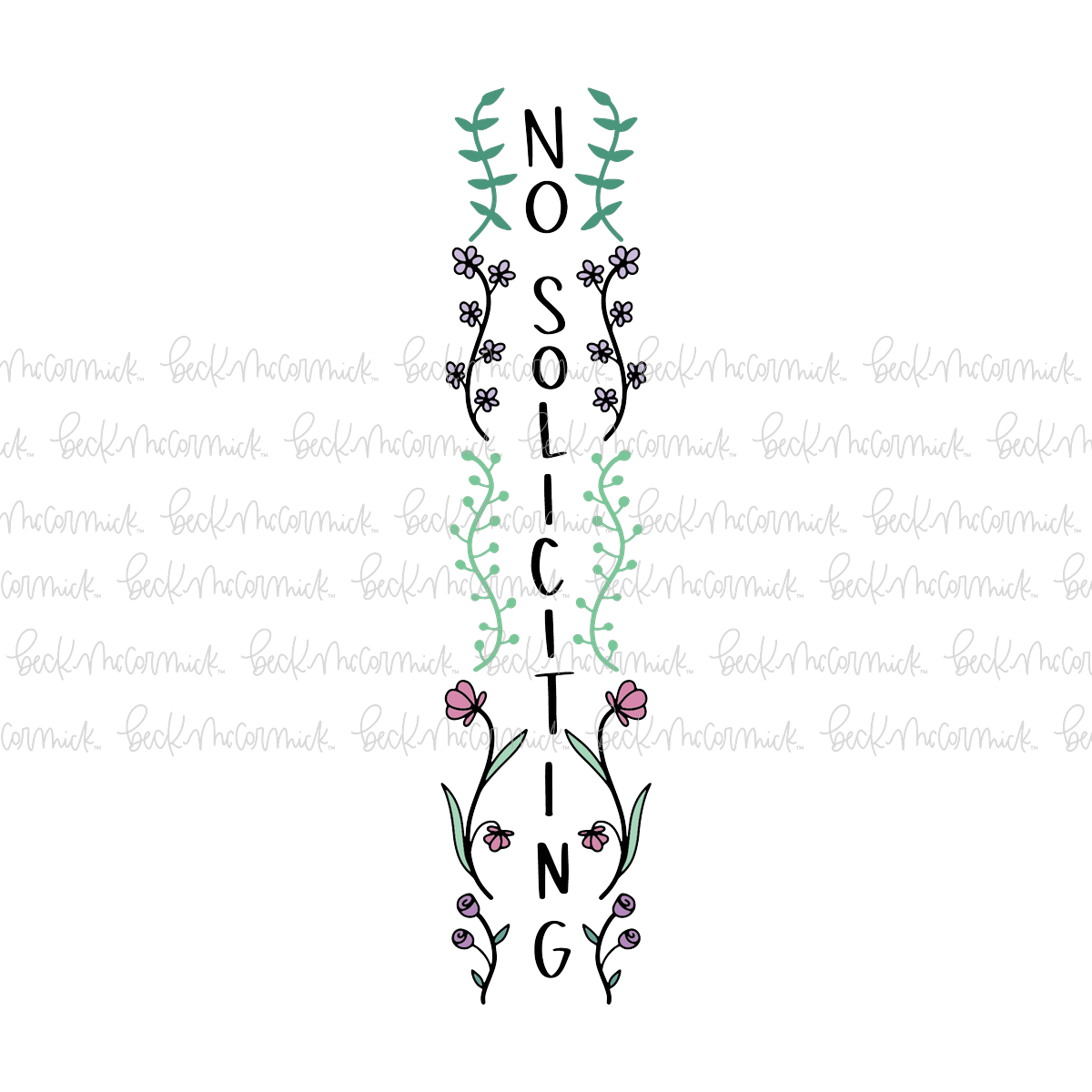 No Soliciting With Floral - Family SVG File, Home SVG File