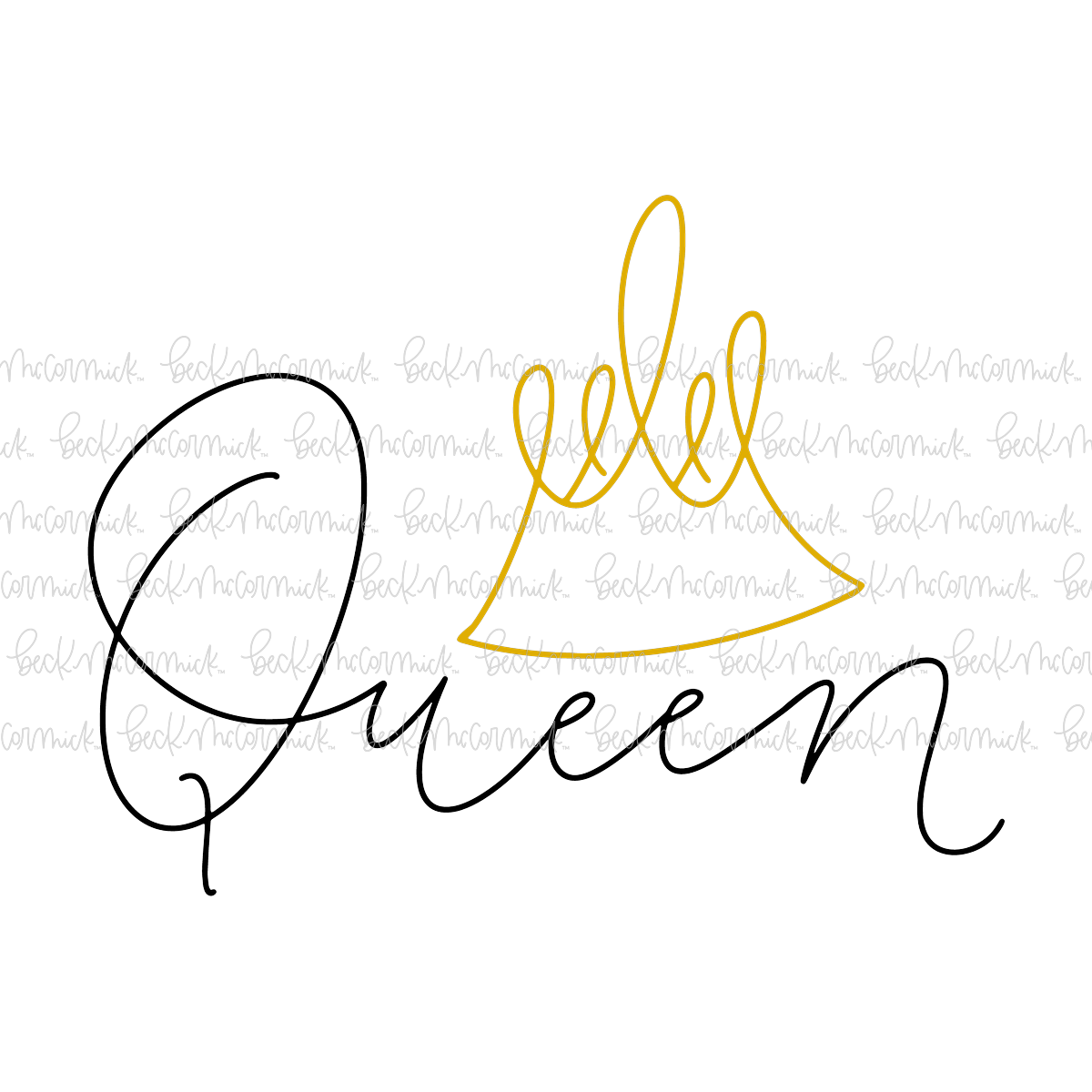 Queen With Crown Doodle - Just Girl Things SVG File