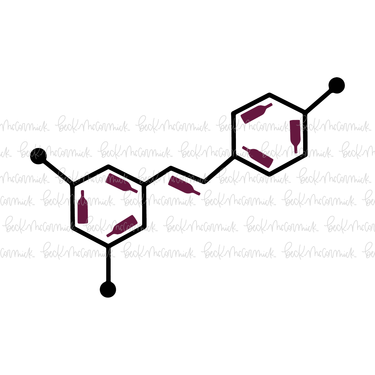 Red Wine Molecular Structure With Wine Bottles - Science SVG